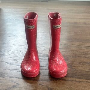 Hunter Bright Pink Glitter Rain Boots